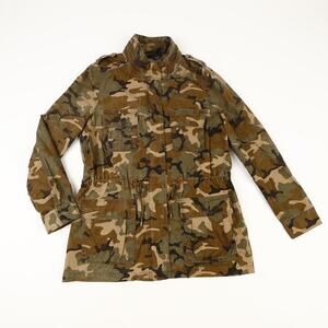 Love Tree Womens Large Camo Full Zip Adjustable Waist Utility Military Jacket